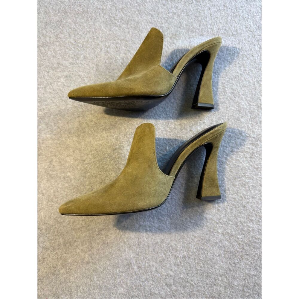 Natori Minh Suede Pointed Toe Flare Heel Mules 7.5 - Picture 5 of 7